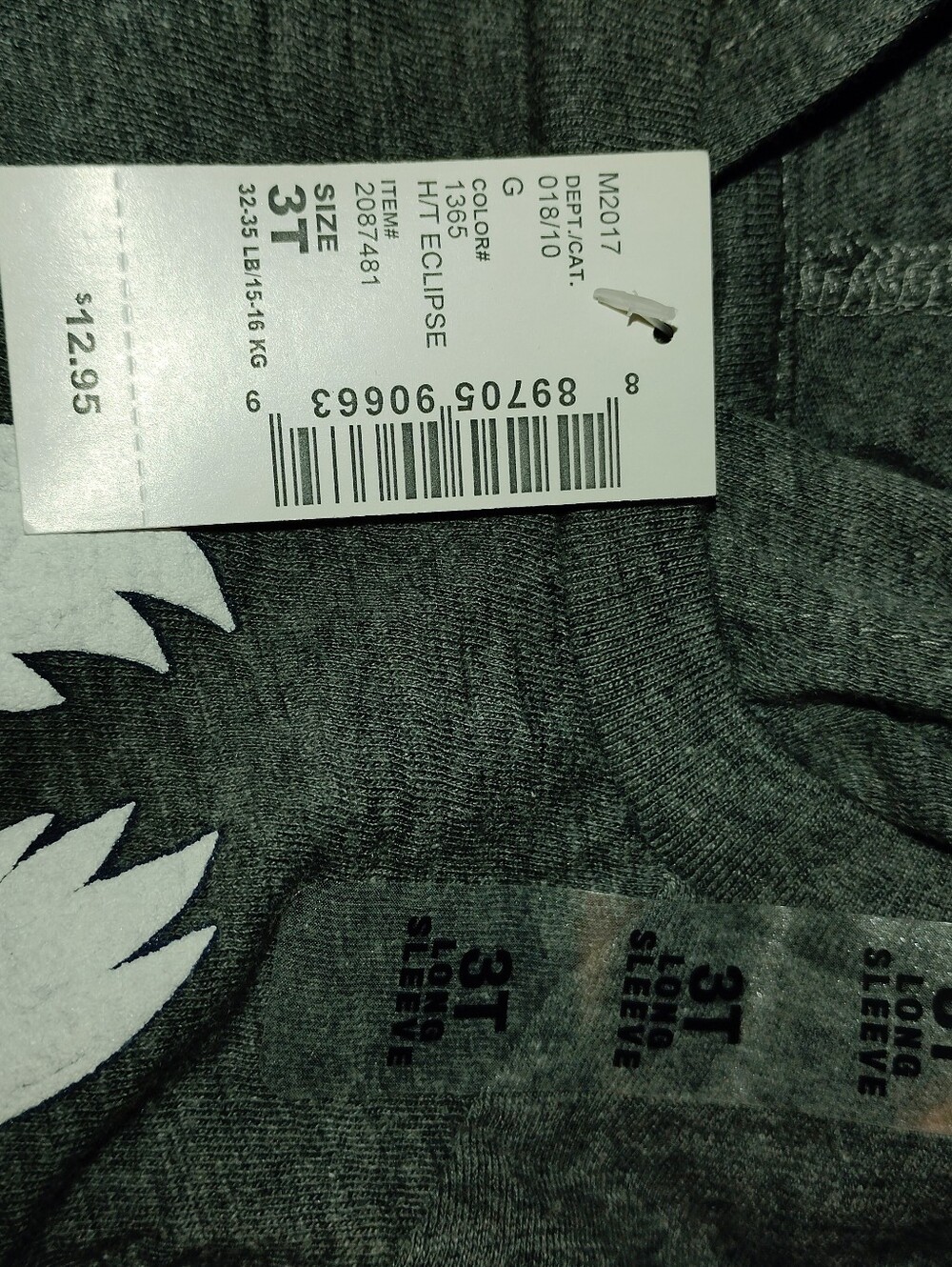 Carter's 3t Gray Snow Monster Hooded Tee with Blue Accents Nwt - Picture 3 of 5